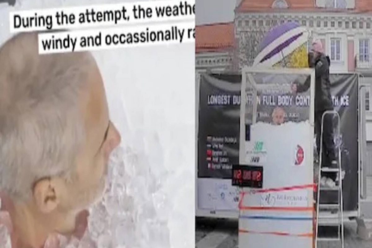 ഐസ് നിറച്ച പെട്ടിയിൽ മൂന്ന് മണിക്കൂർ ഇരുന്നു; ഒടുവിൽ ഗിന്നസ് വേൾഡ് റെക്കോർഡ് സ്വന്തം