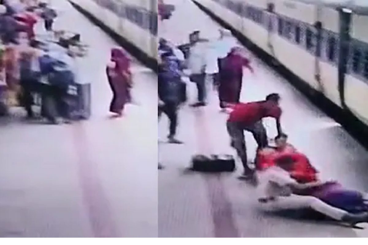 ഓടുന്ന ട്രെയിനില്‍ നിന്ന് ഇറങ്ങാൻ ശ്രമിച്ച് സ്ത്രീകൾ; രക്ഷകനായി RPF കോണ്‍സ്റ്റബിൾ
