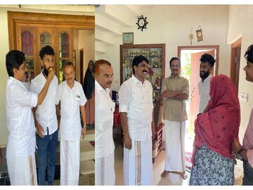 ടി സിദ്ദിഖ് എംഎൽഎ സന്തോഷ് ട്രോഫി താരം റാഷിദിന്റെ കൽപറ്റയിലെ വീട്ടിലെത്തിയപ്പോൾ