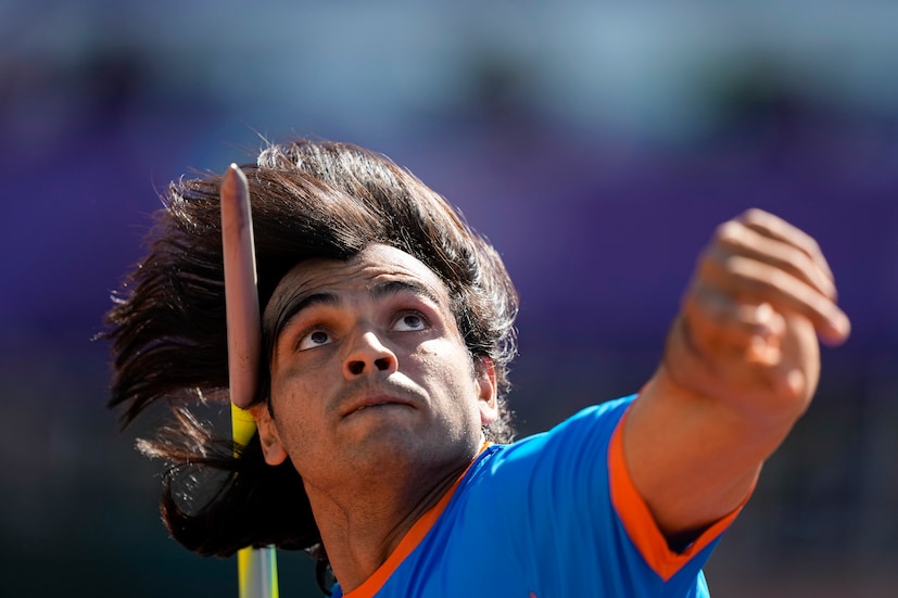 Neeraj Chopra competes in qualifications for the men's javelin throw at the World Athletics Championships on Thursday (AP Photo)