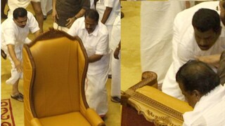 നിയമസഭയിൽ നടന്ന കൈയാങ്കളിയുടെ ദൃശ്യം
