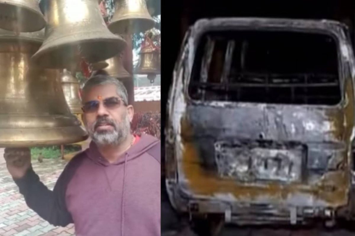 അല്‍മോറ ക്ഷേത്രത്തില്‍ പ്രാര്‍ഥിച്ച് മണിമുഴക്കി സന്ദീപാനന്ദഗിരി 
