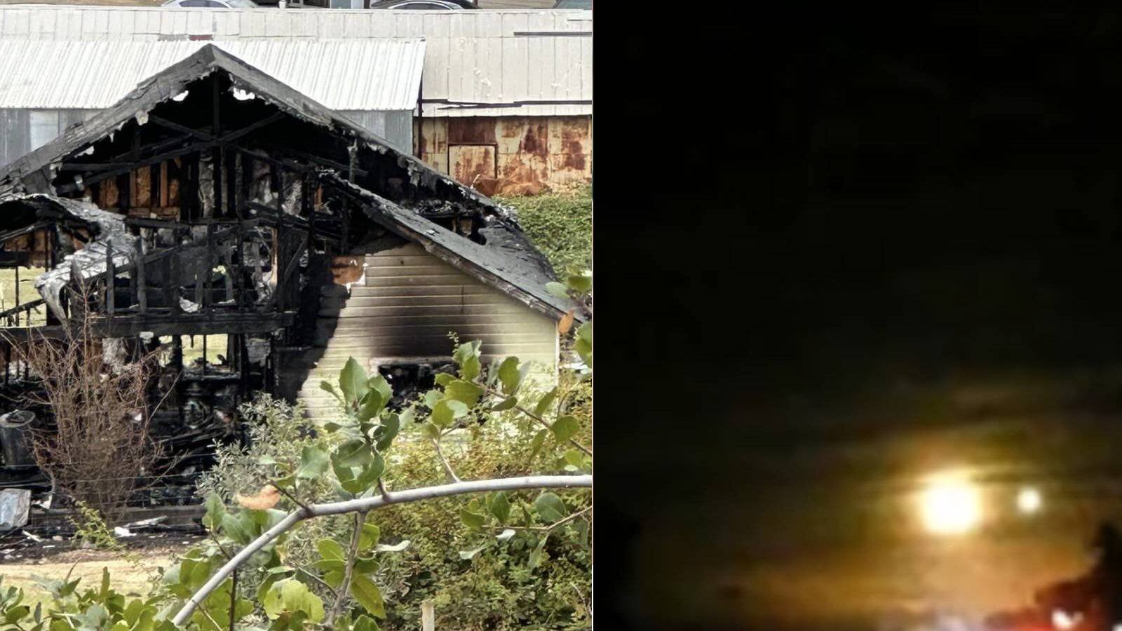 A ball of fire fell from the sky and the house caught fire; Many people