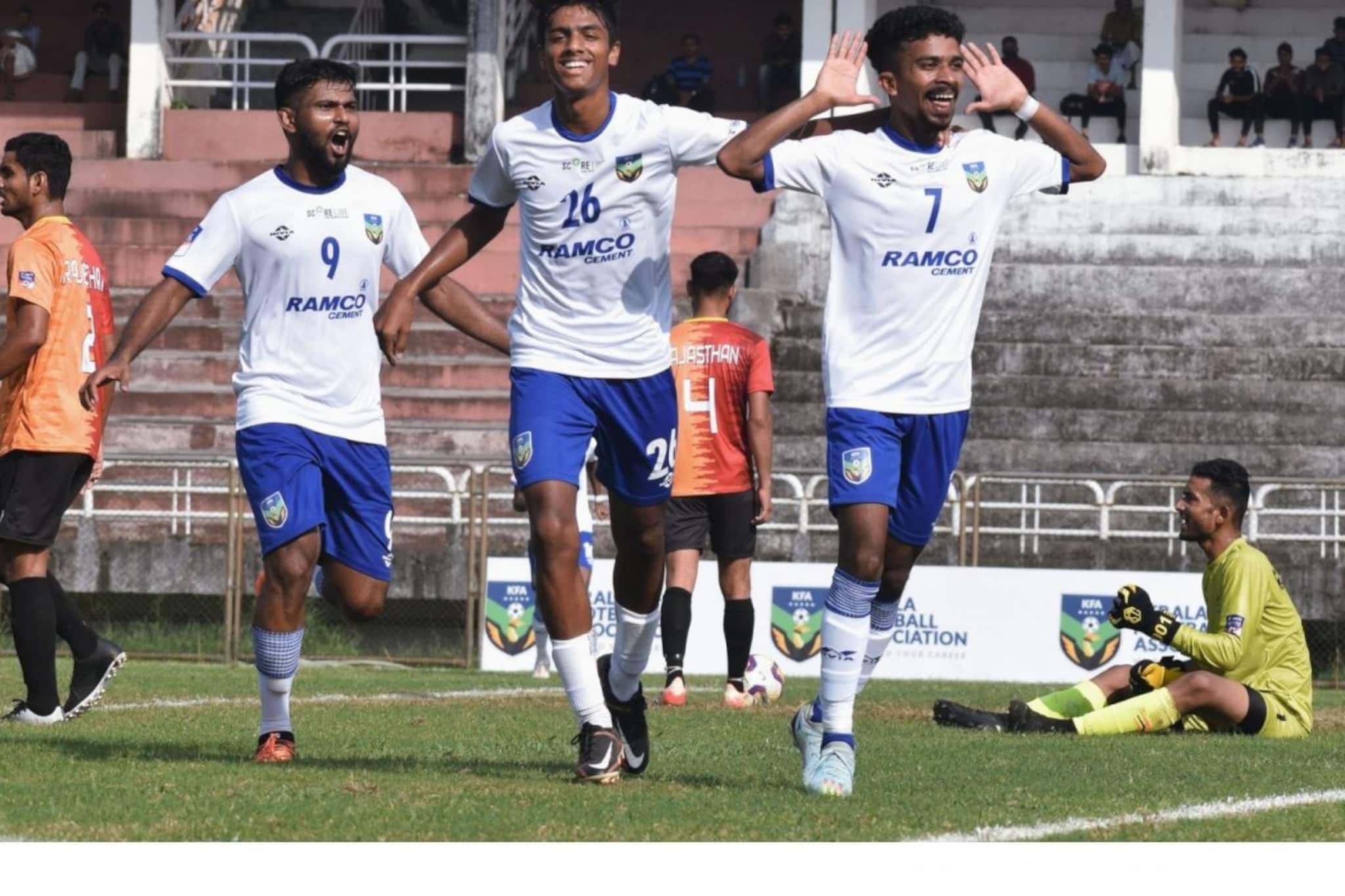 സന്തോഷ് ട്രോഫി: ആദ്യ ഗ്രൂപ്പ് മത്സരത്തിൽ കേരളം രാജസ്ഥാനെ എതിരില്ലാത്ത 7 ഗോളിന് തകർത്തു