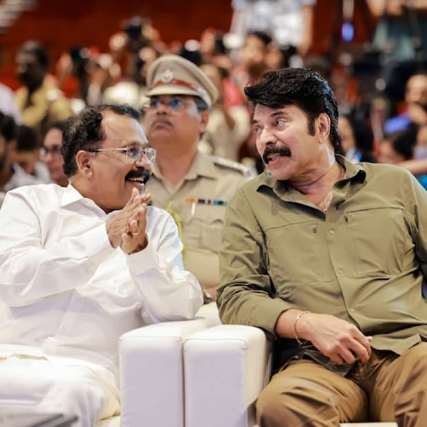  മൂന്നു സിനിമകളുടെ ചടങ്ങ് നടന്ന വേദിയിൽ മമ്മൂട്ടിയും പി. ശ്രീധരൻ പിള്ളയും