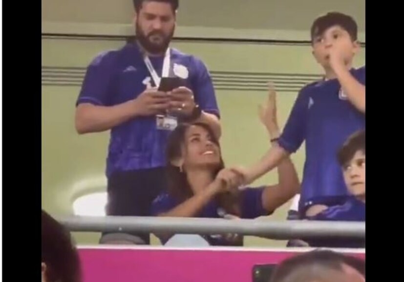 Messi, Messi son, Messi son throwing chew gum, Messi son  Viral Video, Fifa World cup 2022, World cup football 2022, Argentina, Antonela Roccuzzo, മെസി, മെസിയുടെ മകൻ, മെസിയുടെ മകൻ വൈറൽ വീഡിയോ, അർജന്‍റീന, ഫിഫ ലോകകപ്പ്, ലോകകപ്പ് ഫുട്ബോൾ 2022