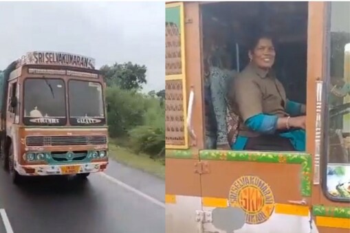 അടുത്തിടെ സോഷ്യൽ മീഡിയയിൽ വൈറലായ വനിതാ ട്രക്ക് ഡ്രൈവറുടെ ചിത്രം (കടപ്പാട്- ട്വിറ്റർ)