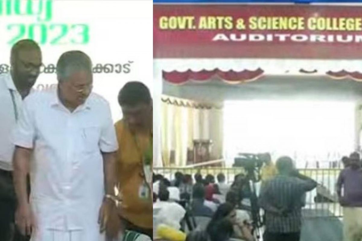 മുഖ്യമന്ത്രി പങ്കെടുക്കുന്ന പരിപാടിയിൽ കറുപ്പിന് വിലക്ക്; ഒപ്പം വേദിയിലുള്ള മന്ത്രി റിയാസിന് കറുത്ത ഷർട്ട്