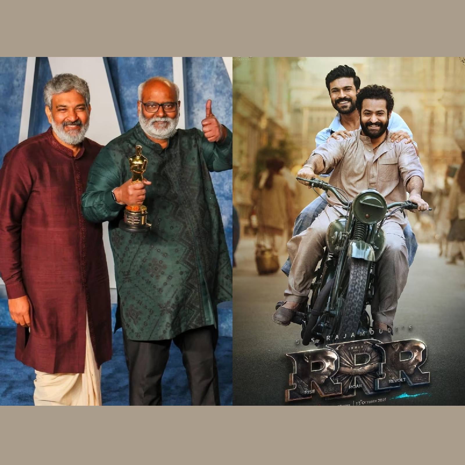  RRR ചിത്രത്തിലെ 'നാട്ടു നാട്ടു' (Nattu Nattu) ഗാനം വിശ്വവിഖ്യാതമായ ഓസ്കർ (Oscars 2023) സമ്മാനത്തിനർഹമായ നിമിഷം ഏവരും ഏറെ അഭിമാനത്തോടെ കണ്ട വേളയാണ്. കീരവാണിയാണ് ഓസ്കർ പുരസ്‌കാരം ഏറ്റുവാങ്ങിയത്. മികച്ച ഒറിജിനൽ സോംഗിനാണ് പുരസ്‌കാരം. സംവിധായകൻ എസ്.എസ്. രാജമൗലി, നടന്മാരായ രാം ചരൺ, ജൂനിയർ എൻ.ടി.ആർ. എന്നിവരും ചടങ്ങിൽ പങ്കെടുത്തിരുന്നു