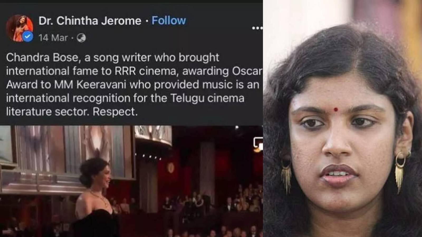 കീരവാണിയെ അഭിനന്ദിക്കുന്ന ഇംഗ്ലീഷ് ഫേസ്ബുക്ക് പോസ്റ്റ് ഡോ. ചിന്താ ജെറോം ...