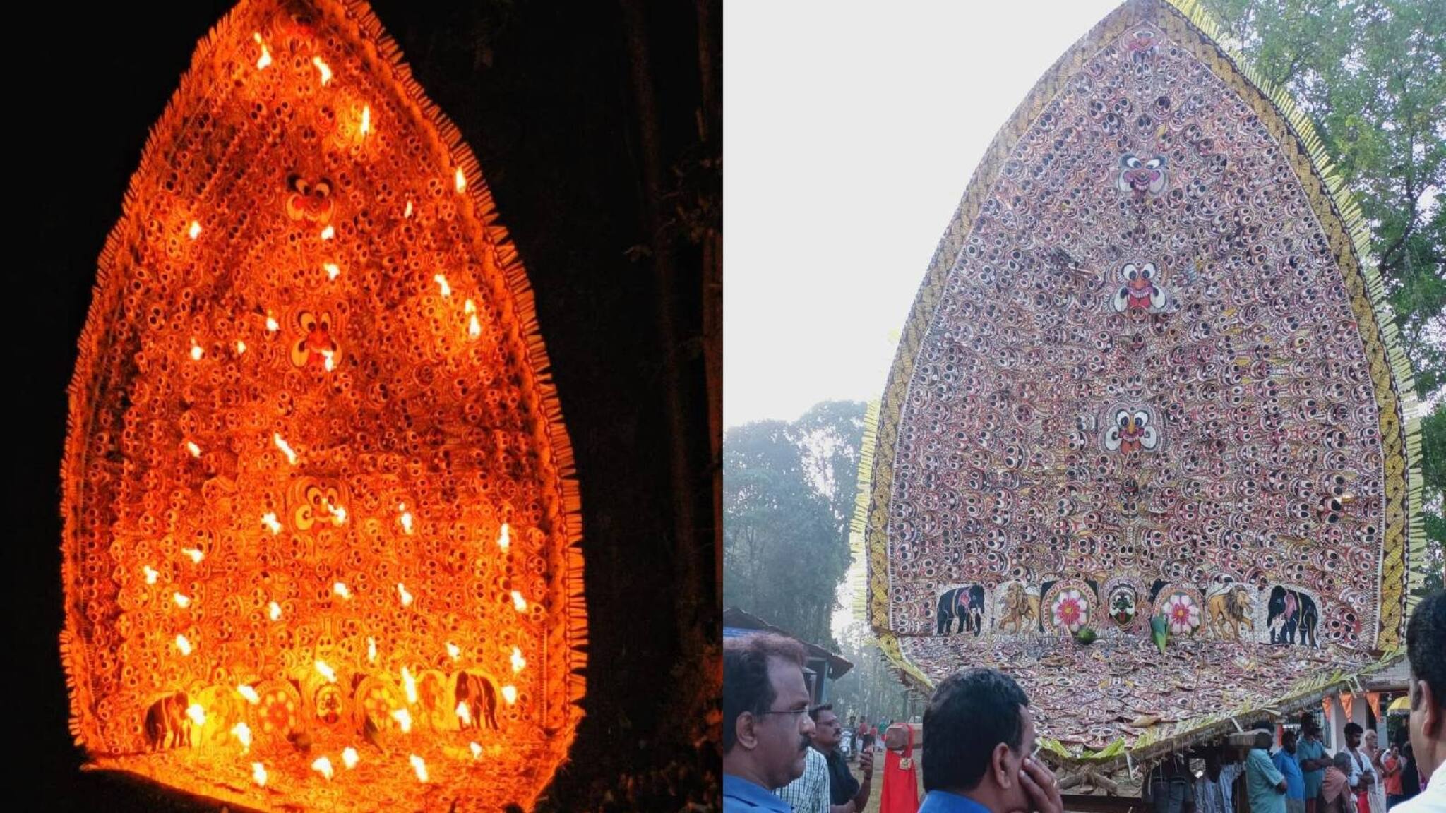 ആയിരത്തൊന്ന് കമുകിന്‍ പാളയില്‍ 'മഹാഭൈരവിക്കോലം'; ഭക്തിനിര്‍ഭരമായ ഓതറ പുതുക്കുളങ്ങര പടയണി