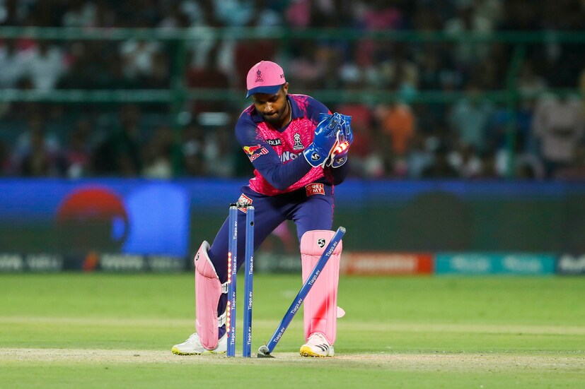 Rajasthan Royals’ Sanju Samson takes the wicket of Lucknow Super Giant’s Yudhvir Charak during the Indian Premier League cricket match between Lucknow Super Giants and Rajasthan Royals in Jaipur, India, Wednesday, April 19, 2023. (AP Photo)