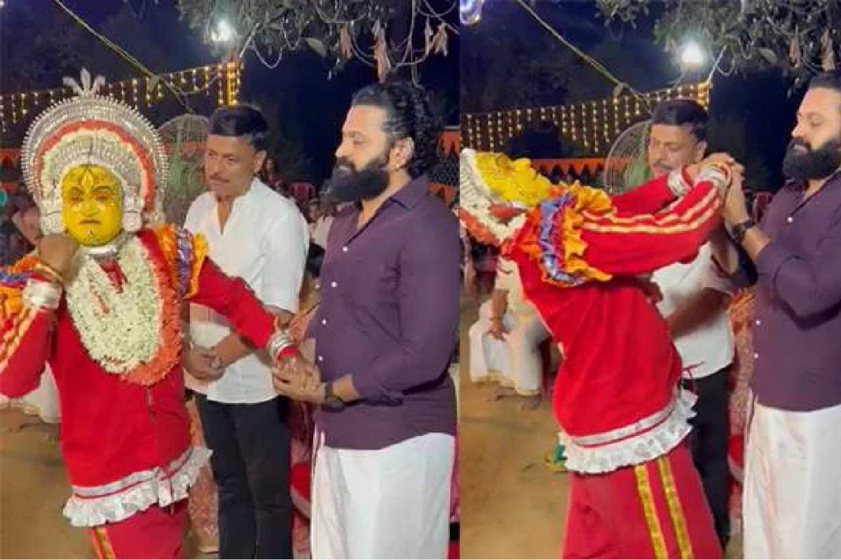 രണ്ടാം ഭാഗത്തിന് മുന്നോടിയായി പഞ്ജുരുളി ദൈവത്തിന്റെ  അനുഗ്രഹം തേടാൻ എത്തിയ ഋഷഭ് ഷെട്ടിയുടെ വിഡിയോ ആണ് ശ്രദ്ധനേടുന്നത്.