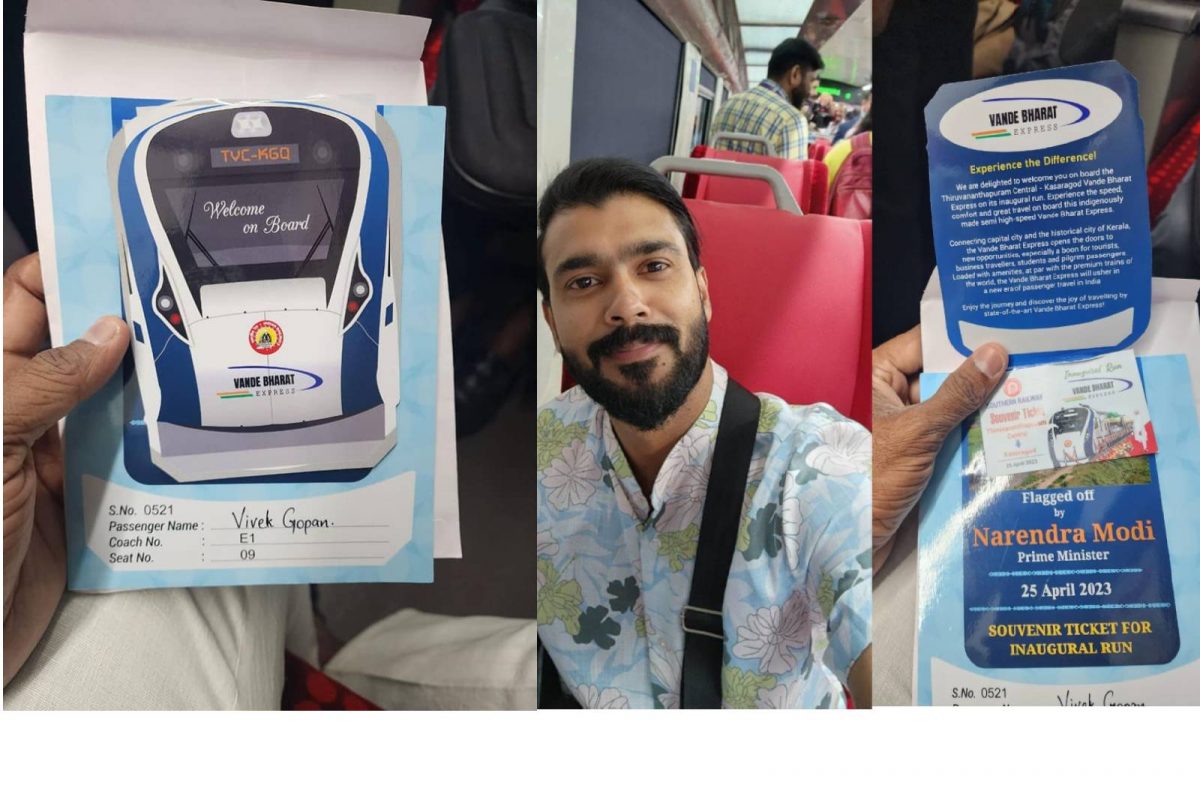പ്രധാനമന്ത്രി നരേന്ദ്ര മോദി ഫ്ലാഗ് ഓഫ് ചെയ്ത വന്ദേഭാരത് എക്സ്പ്രസിൽ യാത്ര ചെയ്യുന്ന ചിത്രം സഹിതം പങ്കുവച്ചാണ് താരത്തിന്റെ കുറിപ്പ്.