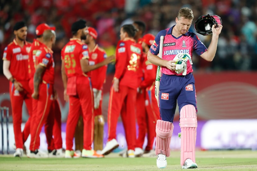 Chasing 188, RR suffered an early setback with Kagiso Rabada getting Jos Buttler LBW for his third duck. 