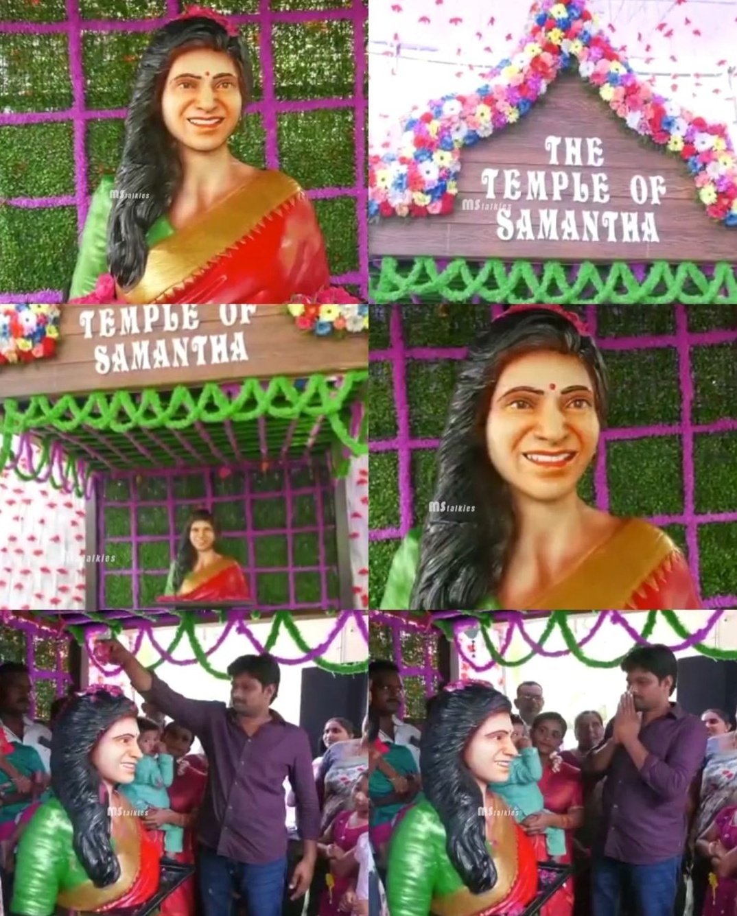  ക്ഷേത്രത്തിൽ സാമന്തയുടെ ഒരു പ്രതിമയും തെനാലി സ്ഥാപിച്ചിരുന്നു. പച്ച ബ്ലൗസും ചുവപ്പ് സാരിയുമാണ് പ്രതിമയ്ക്ക് അണിയിച്ചു നൽകിയിരിക്കുന്നത്. സാമന്തയുടെ പിറന്നാൾ ദിവസം തുറന്ന അമ്പലം കാണാൻ വിവിധ സ്ഥലങ്ങളിൽ നിന്ന് നിരവധി ആരാധകരും എത്തിയിരുന്നു.