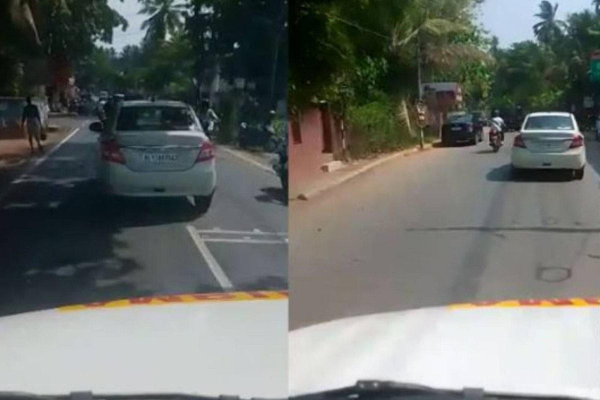 നിരന്തരം ഹോൺ മുഴക്കിയിട്ടും കാർ റോഡിന്റെ നടുവിൽനിന്ന് മാറ്റിയില്ല