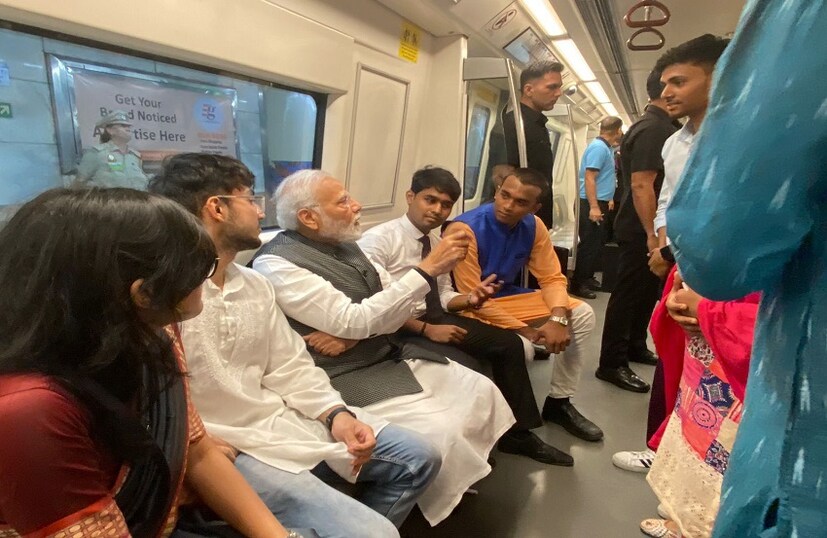 PM Narendra Modi in Delhi Metro