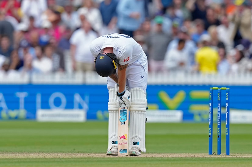Stokes fell when he skyed Hazlewood to Carey to end a 214-ball innings including nine fours and nine sixes