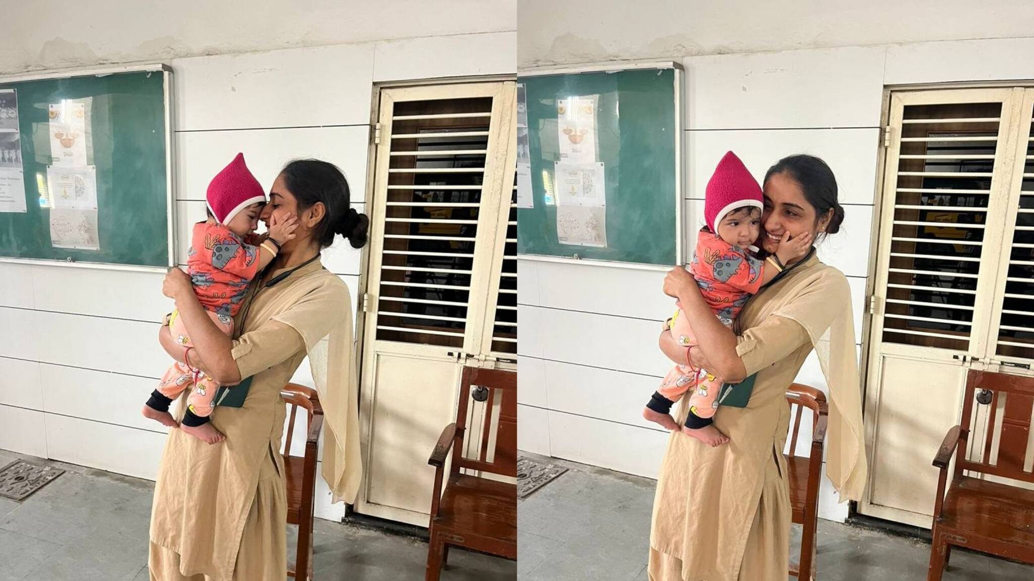 അമ്മയ്ക്ക് പരീക്ഷ; ഹാളിന് പുറത്ത് ആറുമാസം പ്രായമായ കുഞ്ഞിന് സംരക്ഷകയായി വനിതാ കോൺസ്റ്റബിൾ