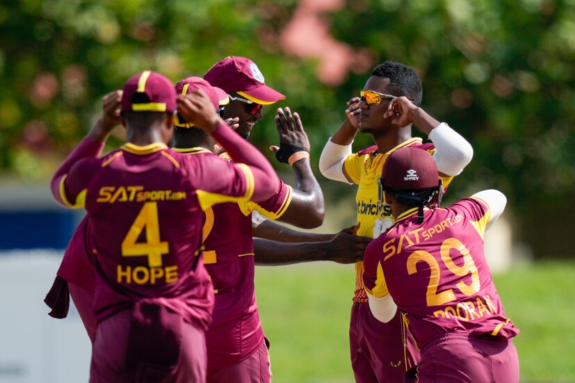 West Indies began the match on a strong note, Akeal Hosein dismissed Yashasvi Jaiswal in the first over itself at 5 runs to put India under pressure straight up. (AP Photo)