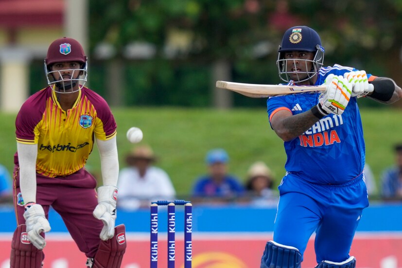 Suryakumar Yadav smashed a fifty in 38 balls, he played an all-important knock of 61 in 45 balls to help India near the 150-run mark. (AP Photo)
