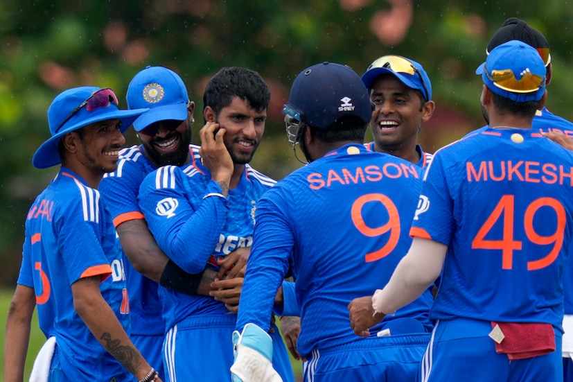 Tilak Varma provided India with a much-needed breakthrough as he removed Nicholas Pooran at 47, but West Indies were still in control of the tie. (AP Photo)