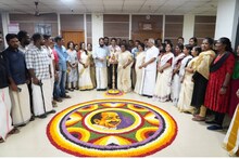 കോടിയേരി ബാലകൃഷ്ണന് ഓർമപ്പൂക്കളവുമായി മന്ത്രി വി ശിവൻകുട്ടിയുടെ ഓഫീസ്