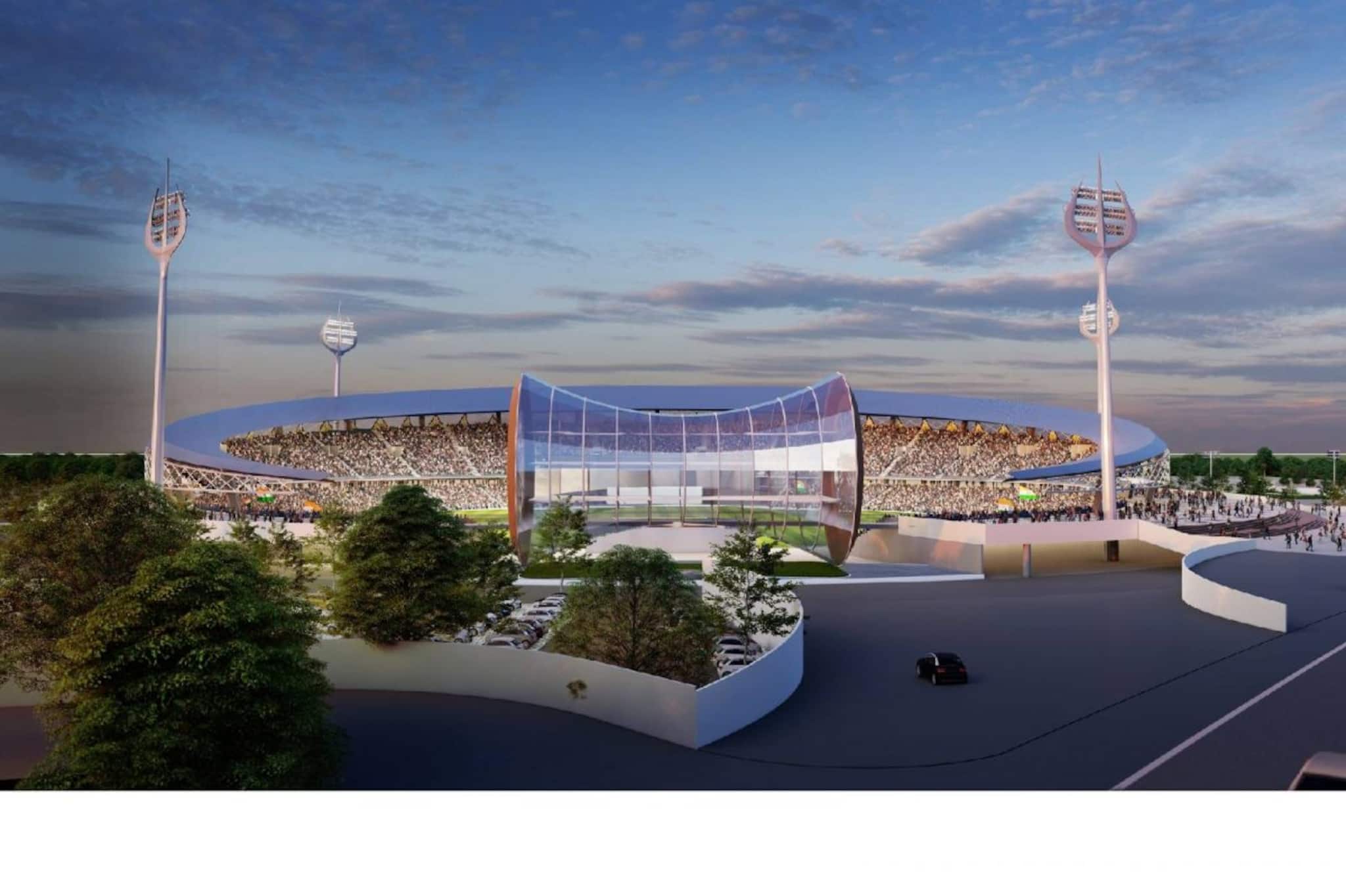 ഫ്ലെഡ് ലൈറ്റില്‍ ത്രിശൂലം,മേല്‍ക്കൂരയില്‍ ചന്ദ്രക്കല; 'സര്‍വം ശിവമയം' വാരണാസിയിലെ പുതിയ ക്രിക്കറ്റ് സ്റ്റേഡിയം