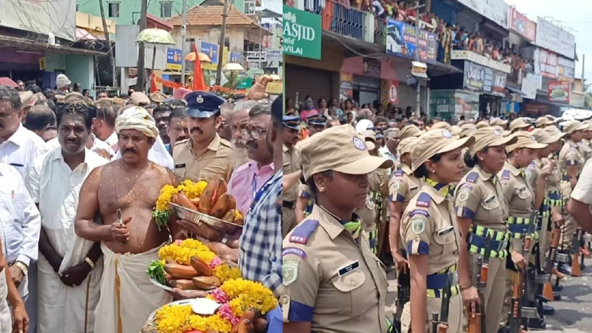 നവരാത്രി വിഗ്രഹ ഘോഷയാത്രയ്ക്ക്  കേരള അതിർത്തിയിൽ സർക്കാരിന്റെ ഗംഭീര സ്വീകരണം