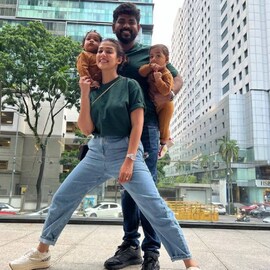 ഇവരിൽ ആരാണ് ഉയിരും ഉലഗവും? നയൻതാരയുടെ മടിയിൽ ഇരിക്കുന്നയാൾ കൈതട്ടി ചിരിക്കുമ്പോൾ ക്യാമറയെ മൈൻഡ് ചെയ്യാതെ മറ്റെയാൾ