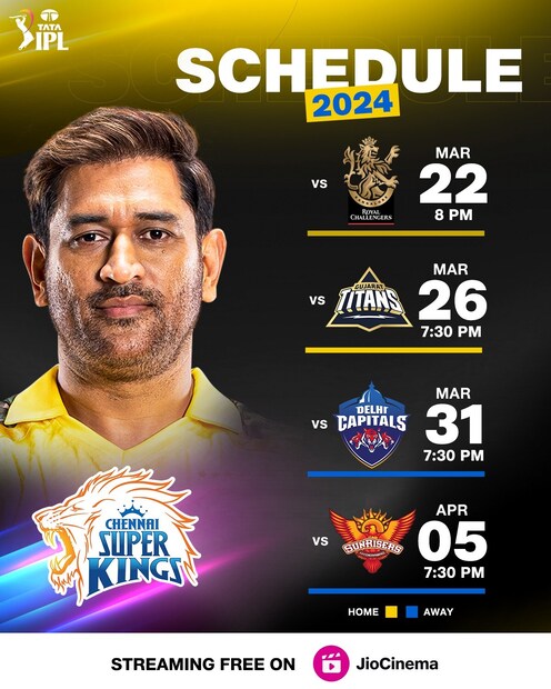 CSK Fixtures IPL 2024.