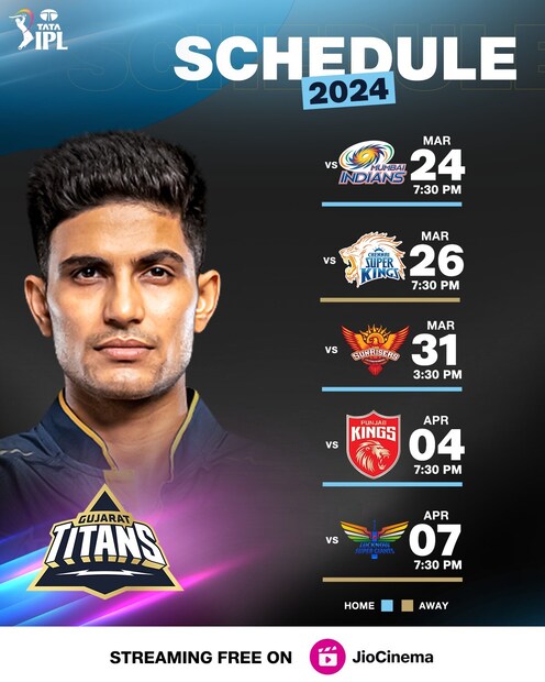 GT Fixtures IPL 2024.