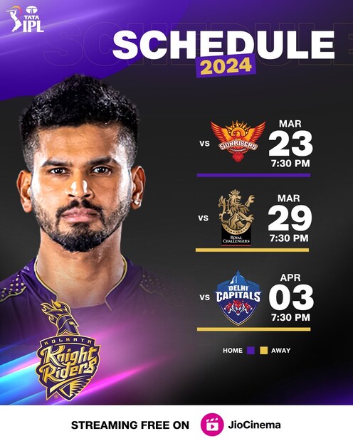 KKR Fixtures IPL 2024.