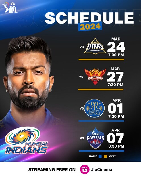 MI Fixtures IPL 2024. 