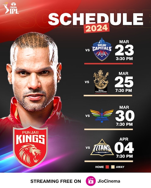 PBKS Fixtures IPL 2024.