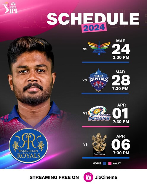 RR Fixtures IPL 2024. 
