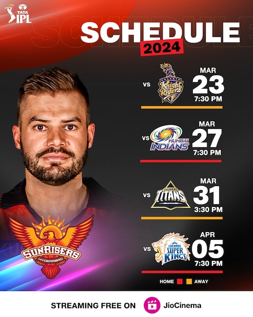 SRH Fixtures IPL 2024.
