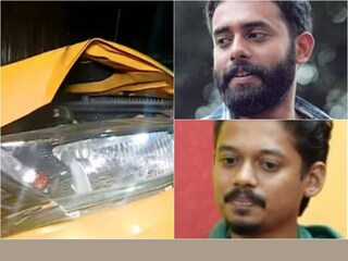 തകർന്ന കാറിന്റെ ദൃശ്യം, അർജുൻ അശോകൻ, സംഗീത് പ്രതാപ് 