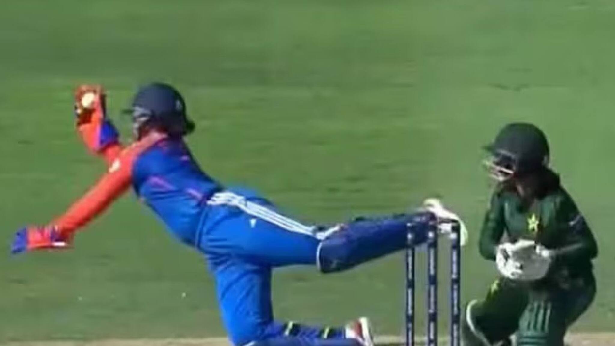 ഇത് പരുന്തിനെ പിടിക്കുന്ന പുള്ളിപ്പുലിയോ? റിച്ച ഘോഷിൻ്റെ സ്റ്റണ്ണർ ക്യാച്ചിന് പ്രശംസയുമായി സോഷ്യൽ മീഡിയ