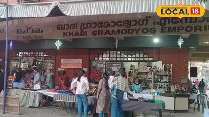 മിഠായിതെരുവിലെ കോഴിക്കോട് സർവ്വോദയസംഘം ഖാദി ഗ്രാമോദ്യോഗ് എംപോറിയത്തില തിരക്ക് 