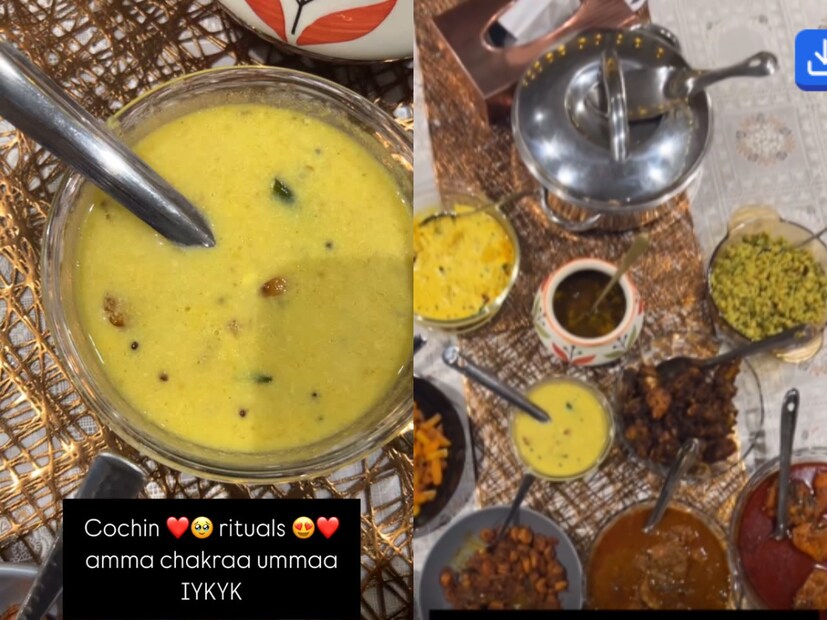 ഉച്ചയൂണിന്റെ സമയത്താണ് വിഗ്നേഷ് ശിവൻ കൊച്ചിയിൽ എത്തിയത് എന്ന് ഇതുകണ്ടാൽ മനസിലാകും. ചോറിന് ചിക്കൻ കറിയും മോരും പരിപ്പുകറിയും എല്ലാം ചേർത്ത് ഗംഭീര ഊണ് തയാറായി എന്ന് വിക്കി പോസ്റ്റ് ചെയ്ത ഇൻസ്റ്റഗ്രാം സ്റ്റോറി കണ്ടാൽ വ്യക്തം. ആകെ ഒൻപതു കറികളുണ്ട് ഇവിടെ. കൂടെ ഒരു വലിയ പാത്രത്തിൽ വേവിച്ച ചോറും. ഇത്രയുമായതും വീണ്ടും അമ്മയ്ക്ക് ചക്കര ഉമ്മ കൊടുക്കാൻ വിഗ്നേഷ് മറന്നില്ല ഉച്ചയൂണിന്റെ സമയത്താണ് വിഗ്നേഷ് ശിവൻ കൊച്ചിയിൽ എത്തിയത് എന്ന് ഇതുകണ്ടാൽ മനസിലാകും. ചോറിന് ചിക്കൻ കറിയും മോരും പരിപ്പുകറിയും എല്ലാം ചേർത്ത് ഗംഭീര ഊണ് തയാറായി എന്ന് വിക്കി പോസ്റ്റ് ചെയ്ത ഇൻസ്റ്റഗ്രാം സ്റ്റോറി കണ്ടാൽ വ്യക്തം. ആകെ ഒൻപതു കറികളുണ്ട് ഇവിടെ. കൂടെ ഒരു വലിയ പാത്രത്തിൽ വേവിച്ച ചോറും. ഇത്രയുമായതും വീണ്ടും അമ്മയ്ക്ക് ചക്കര ഉമ്മ കൊടുക്കാൻ വിഗ്നേഷ് മറന്നില്ല 