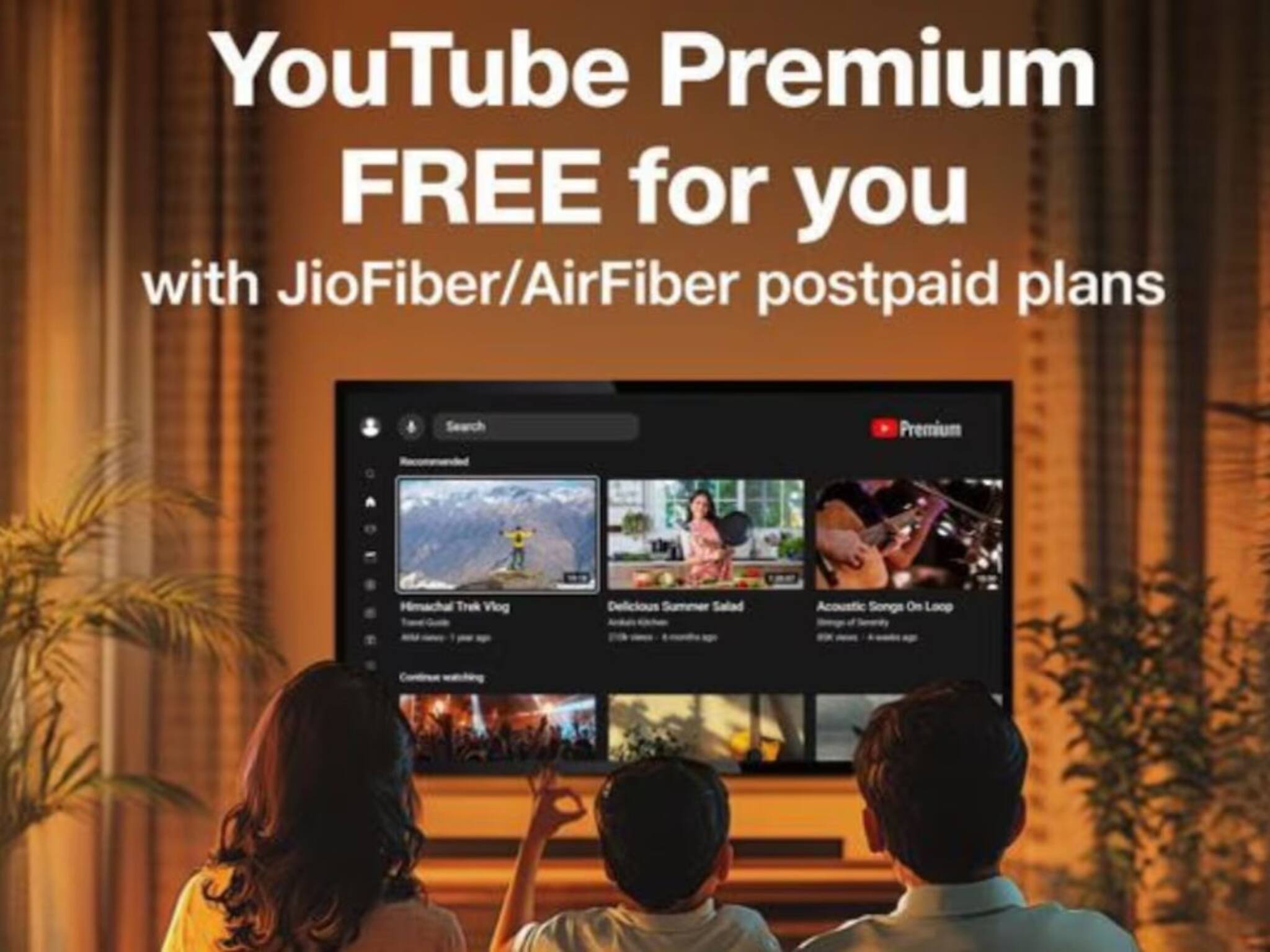 Jio Youtube premium: ജിയോഎയര്‍ഫൈബര്‍, ജിയോഫൈബര്‍ ഉപയോക്താക്കള്‍ക്ക് ഇനി യൂട്യൂബ് പ്രീമിയം സൗജന്യം