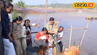 ചെമ്മീന്‍ കൃഷി വിളവെടുപ്പിന് നേതൃത്വം നൽകി നിയമ സഭ സ്പീക്കർ 