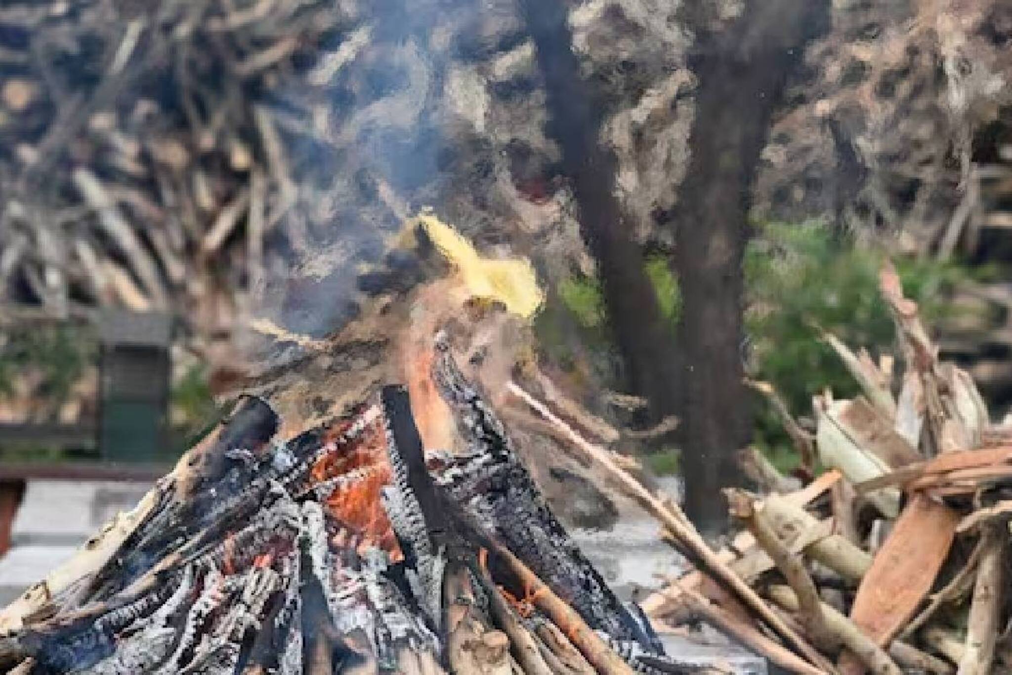 ഭാര്യയെ കൊലപ്പെടുത്തിയ ശേഷം ജീവനൊടുക്കിയ കൊച്ചുമകന്റെ ചിതയില്‍ചാടിയ മുത്തച്ഛൻ മരിച്ചു