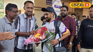 കേരള രഞ്ജിതാരം സൽമാൻ നിസാറിന് കണ്ണൂർ റെയിൽവേ സ്റ്റേഷനിൽ സ്വീകരണം നൽകിയപ്പോൾ