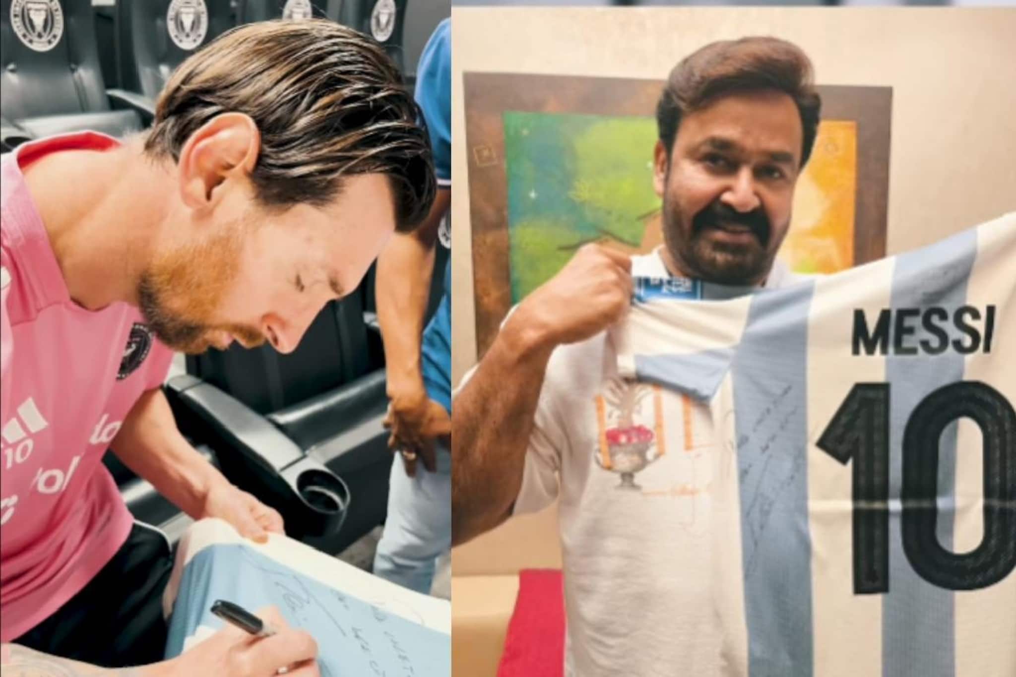 'ഡിയര്‍ ലാലേട്ടാ'; മോഹൻലാലിന് സമ്മാനമായി ലയണല്‍ മെസിയുടെ കയ്യൊപ്പ് പതിഞ്ഞ ജേഴ്‌സി