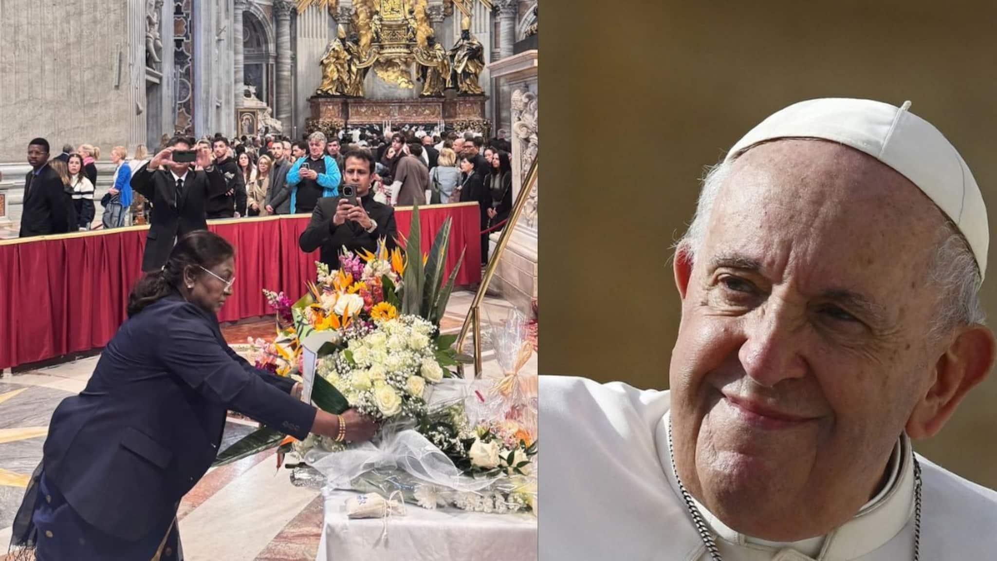 ഫ്രാൻസിസ് മാർപാപ്പയ്ക്ക് അന്തിമോപചാരം അർപ്പിച്ച് രാഷ്ട്രപതി ദ്രൗപതി മുർമു