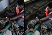 കൊല്ലത്ത് ട്രാക്കിലേക്ക് വീണയാളെ ജീവിതത്തിലേക്ക് വലിച്ചുകയറ്റി റെയിൽവേ ജീവനക്കാരൻ; വൈറൽ വീഡിയോ