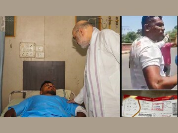കേന്ദ്ര ആഭ്യന്തര മന്ത്രി അമിത് ഷാ വിശ്വാസ് കുമാർ രമേശിനെ സന്ദർശിച്ചപ്പോൾ